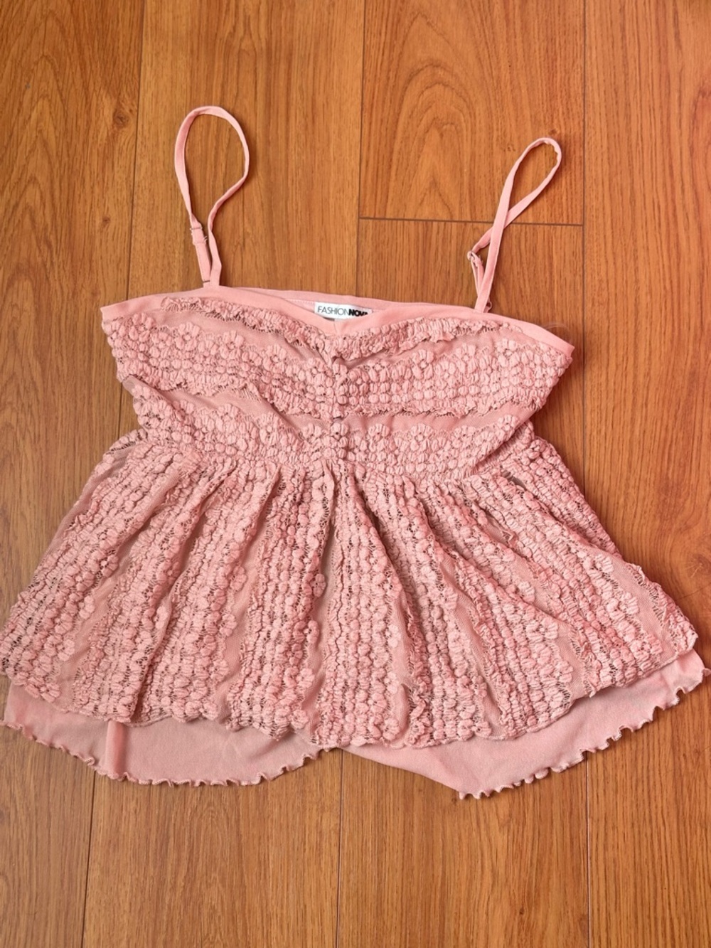 Fashion Nova Pink Ruffled Textured Cami Top